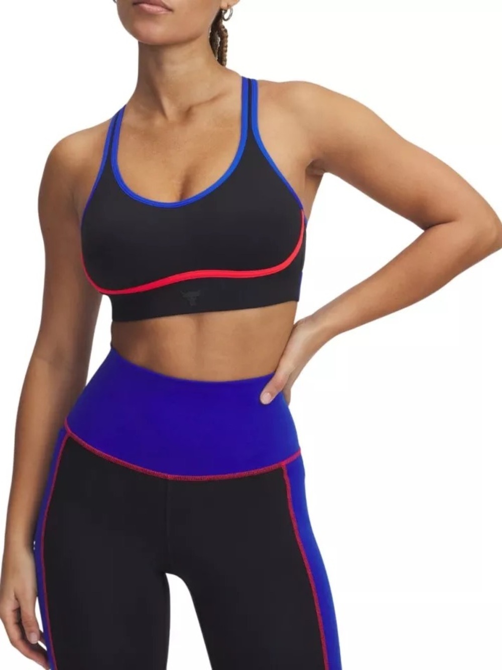 NEW Under Armour x Project Rock Padded Sports Bra Black Blue Red Large C/DD NWT